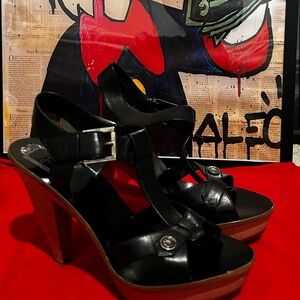 Christian Dior black leather strappy sandals